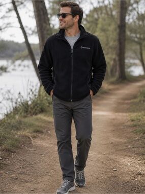 NWOT Men’s Naviskin Black Fleece Jacket Outdoorsy Hiking Camping